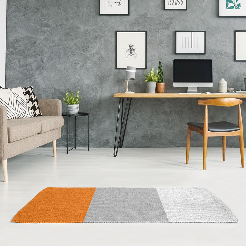 Orange/Gray Area Rug, Rectangle 8' x 10'