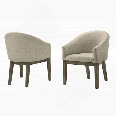 2 Piece Upholstered Dining Chair, Wood Kitchen Dining Room Armchair Set, Weather Grey