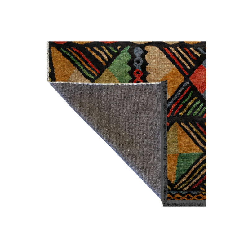 Tapis décoratif moderne à motifs géométriques mixtes multicolores foncés et lavables à la machine