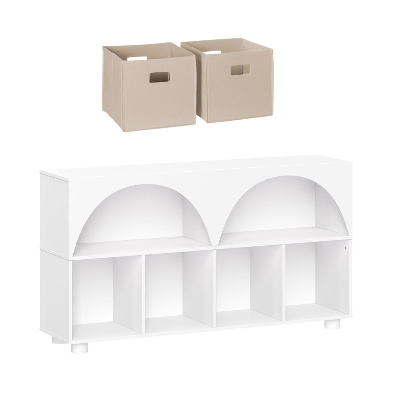 Bibliothèque RiverRidge Kids Curve 46 "avec 4 casiers et une conception arquée, Blanc / bacs taupe