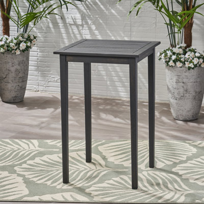 Table de bar d'extérieur carrée en bois d'acacia - Gris foncé (table incluse seulement)