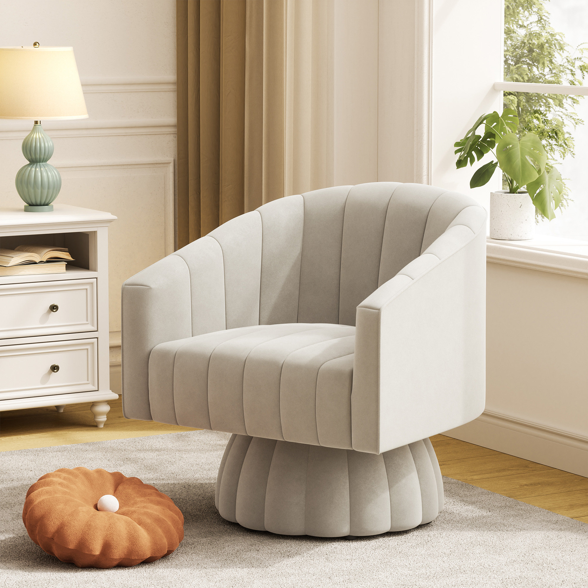 Mercer41 Currahee Velvet Swivel Barrel Chair | Wayfair