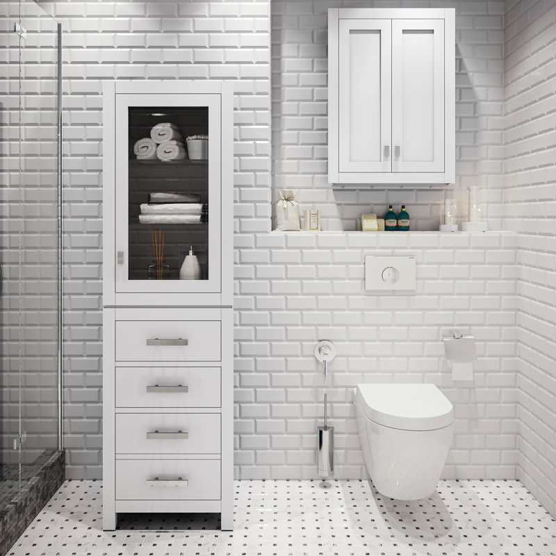 Esita Solid Wood Linen Cabinet, White