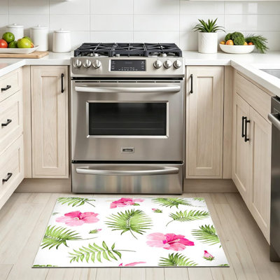 Tapis transparent lavable à la machine Hibiscus Beach