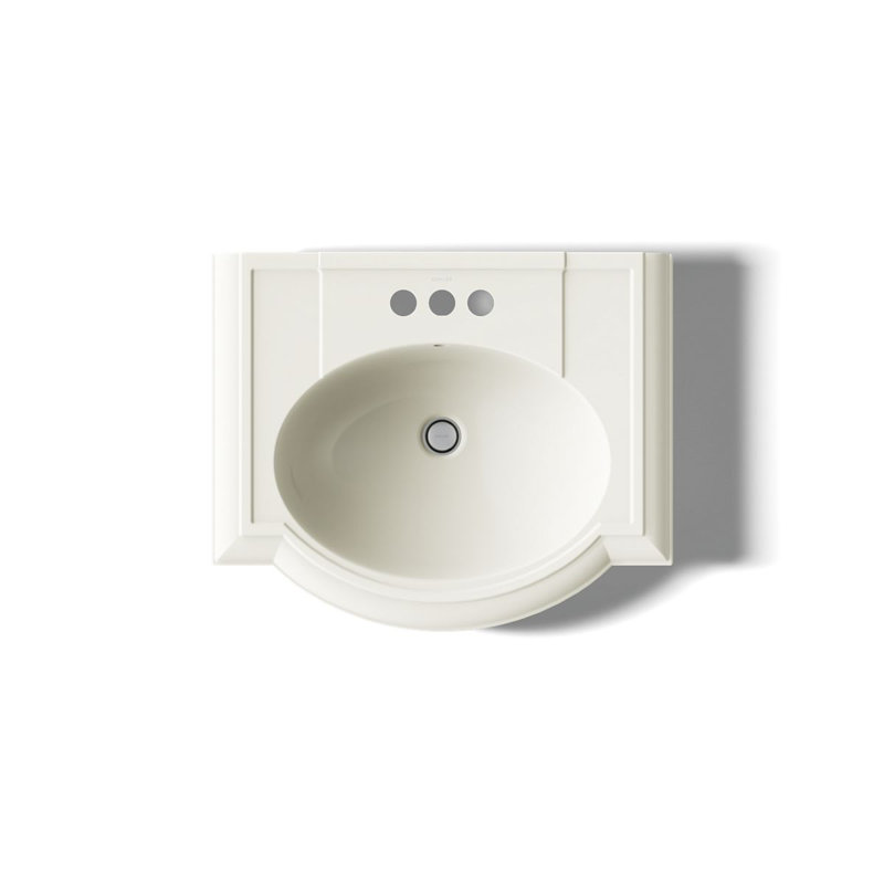 Devonshire Ceramic 25" Pedestal Bathroom Sink with Overflow, Biscuit, Centerset Faucet