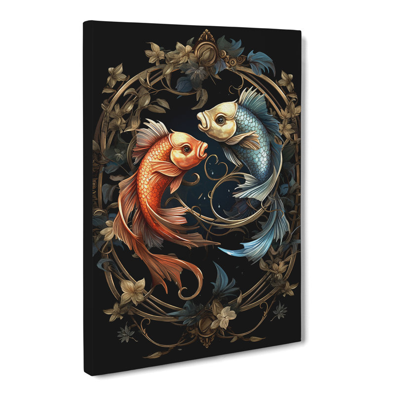 Pisces Fish Zodiac Classicism - No Frame Print, 60cm H x 40cm W x 3cm D