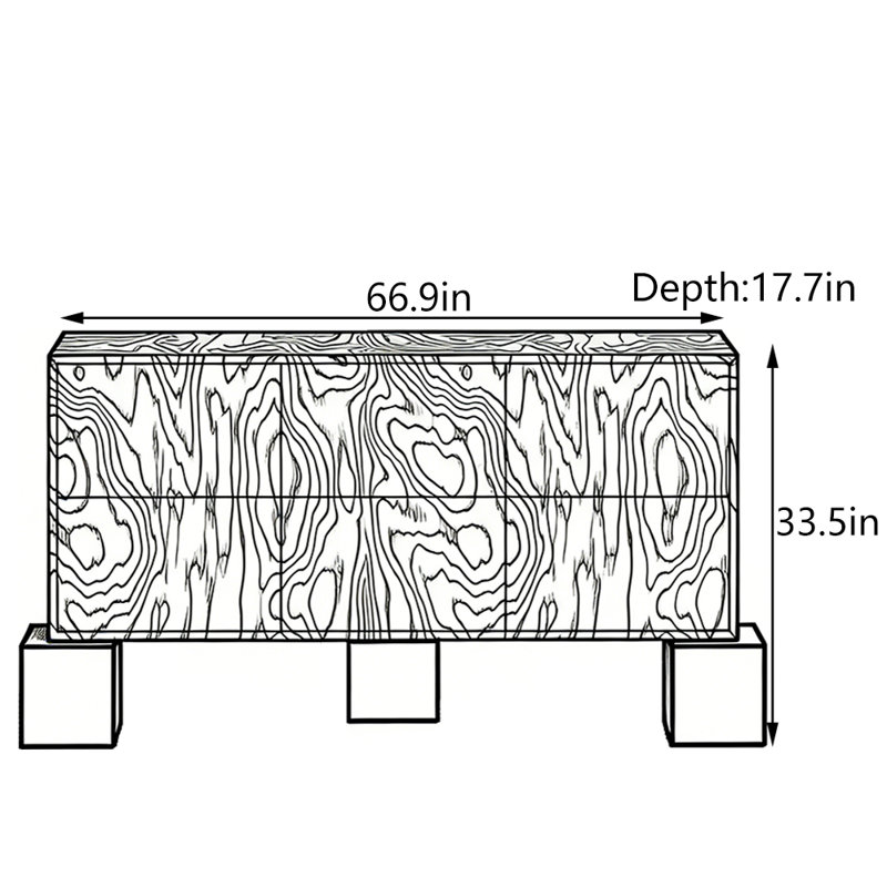Console 66,9 po, H 33,5 po x l 66,9 po x P 17,7 po