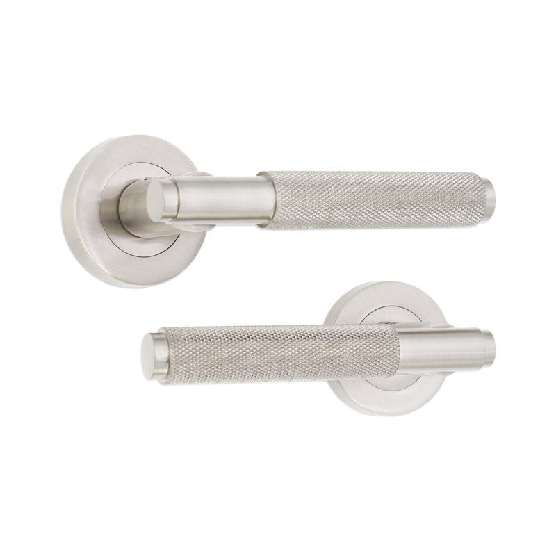 Connaught Knurled Lever on Rose Satin Nickel