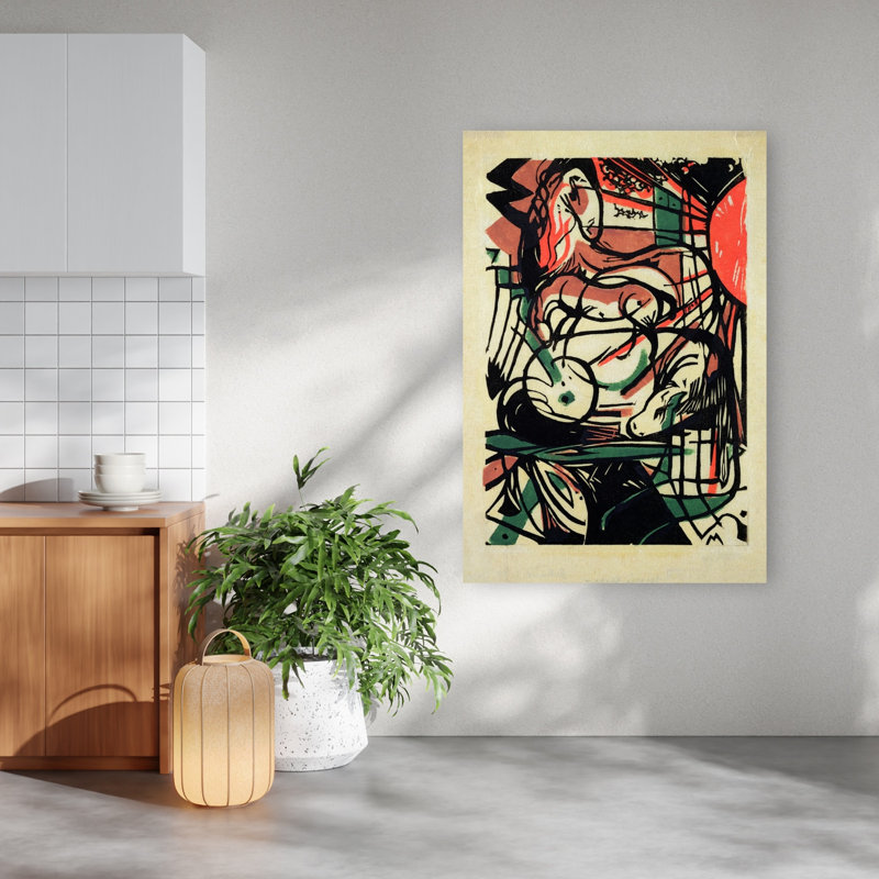 The Birth Of The Horse, 1913 Expressionist Abstract Contemporary Horse Animal Wall Art Print 1 Piece Wrapped Canvas Wall Art