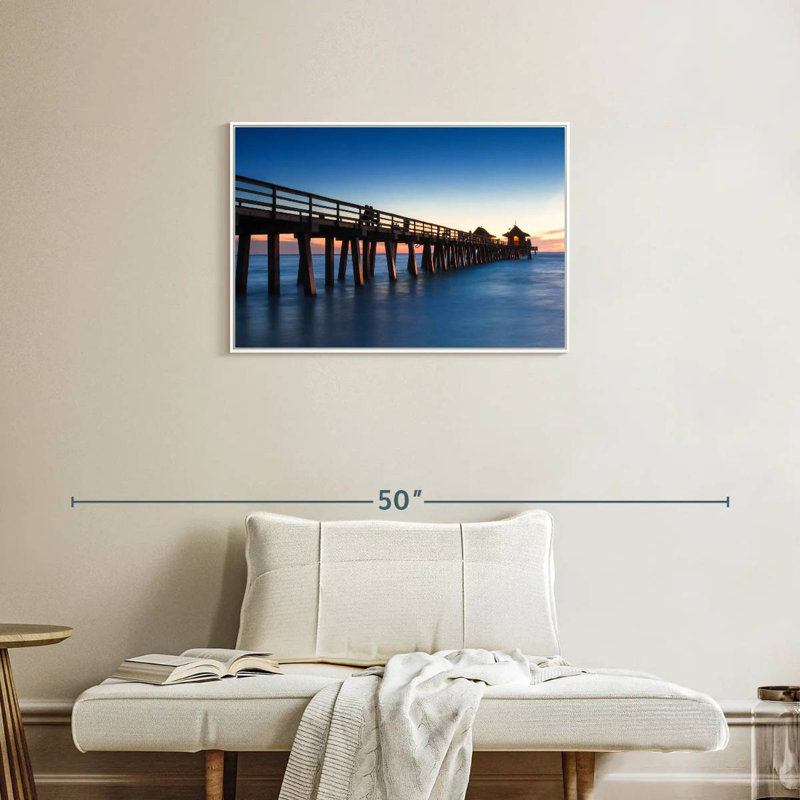 Naples Beach Pier, Cadre flottant blanc, 31 po x 21 po