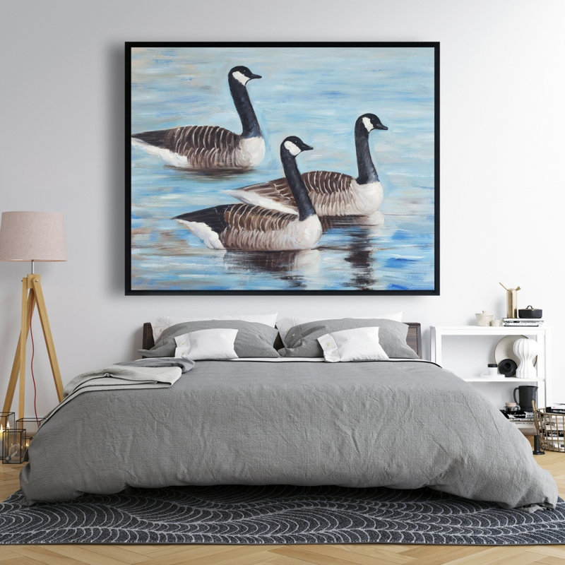 "Bernaches du Canada dans l'eau" sur toile
