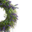 Couronne florale artificielle lavande et feuillage de printemps mauve - 24 po