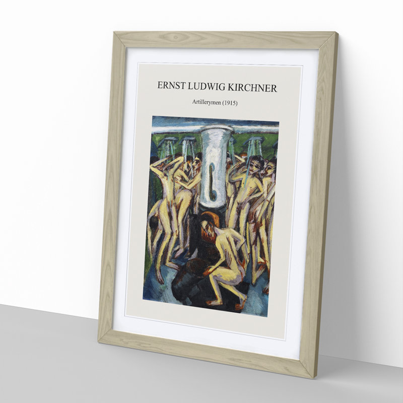 Artillerymen by Ernst Ludwig Kirchner - Single Picture Frame Print on MDF, 65cm H x 48cm W x 2cm D, Oak Framed