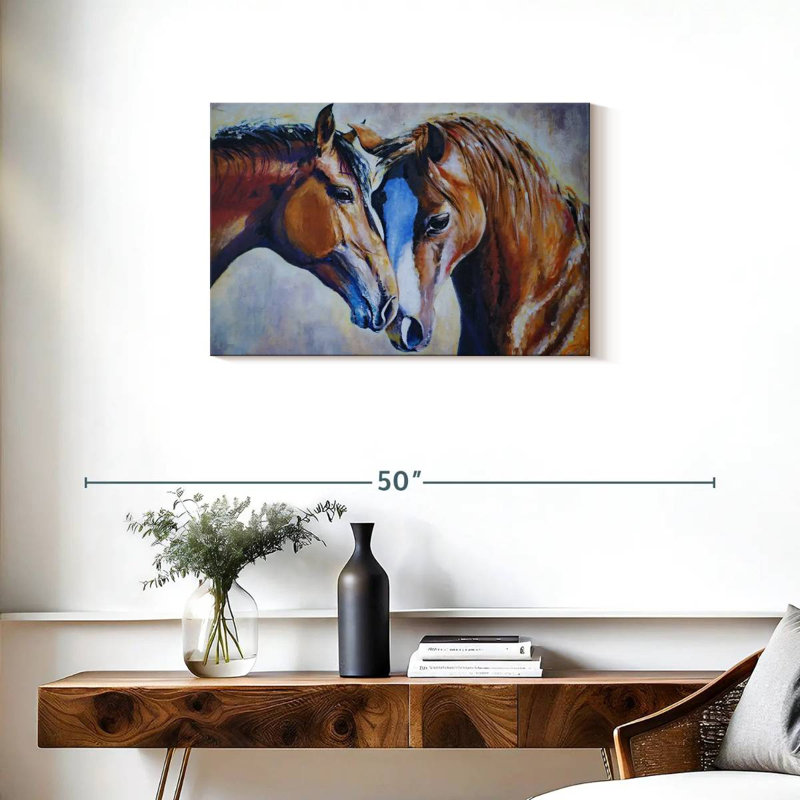 Two Affectionate Horses, 20" H x 30" W