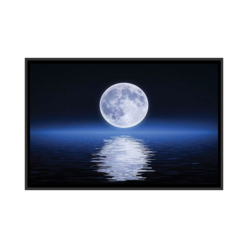 « moon reflection », impression sur toile, H 18 po x l 26 po x P 1,5 po, Toile avec cadre noir, Pas de tapis