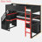 Esports-inspired Wooden Loft Bed With Storage Stairs, Desk, Shelves & Pegboard-697336045-697336042
