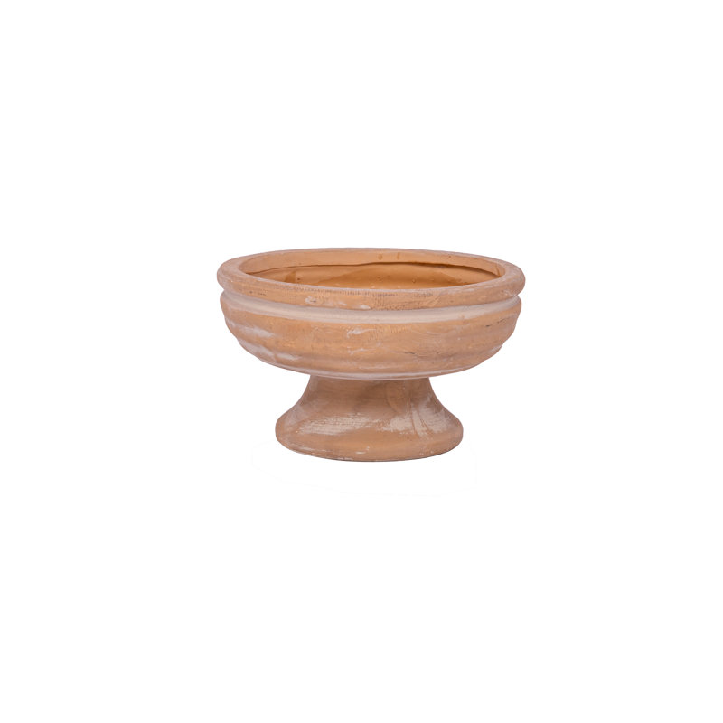 Terracotta Round Urn LG Finish White Wash.., 10.25" H x 10.25" W x 5.75" D