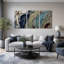 Ensemble de 3 toiles bleues et vertes-1040952302