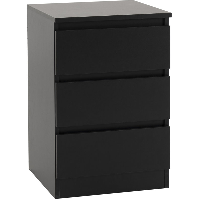 Braunstein 3 Drawer Bedside Table, Black