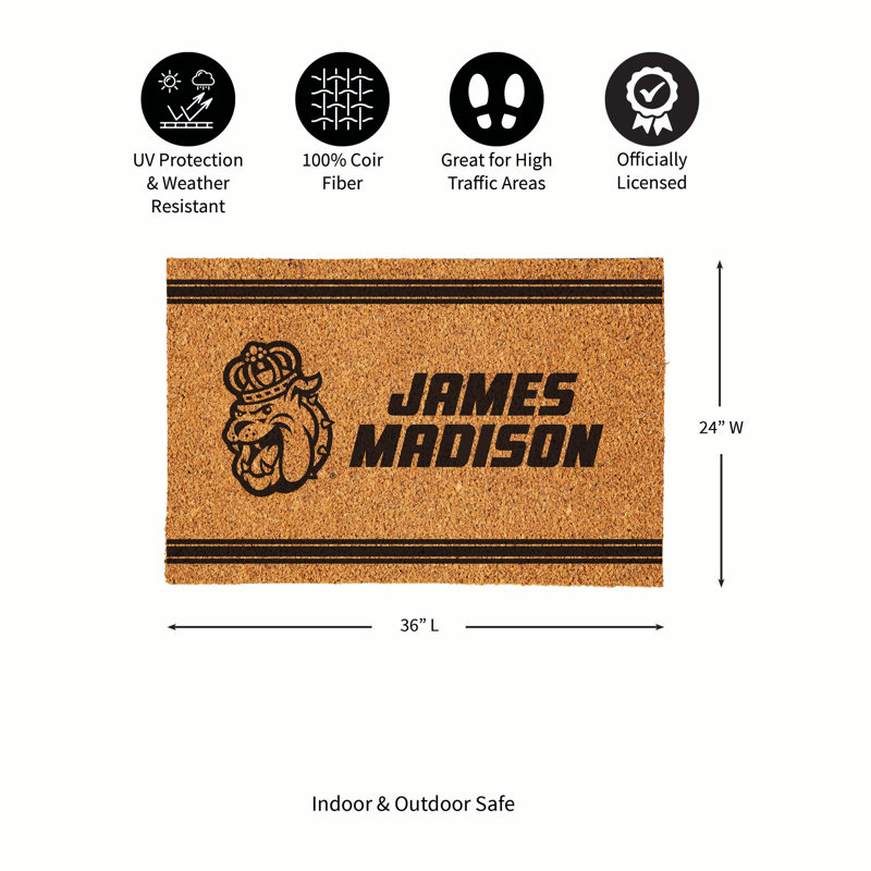 James Madison University Large Coir Mat, 36"x24"