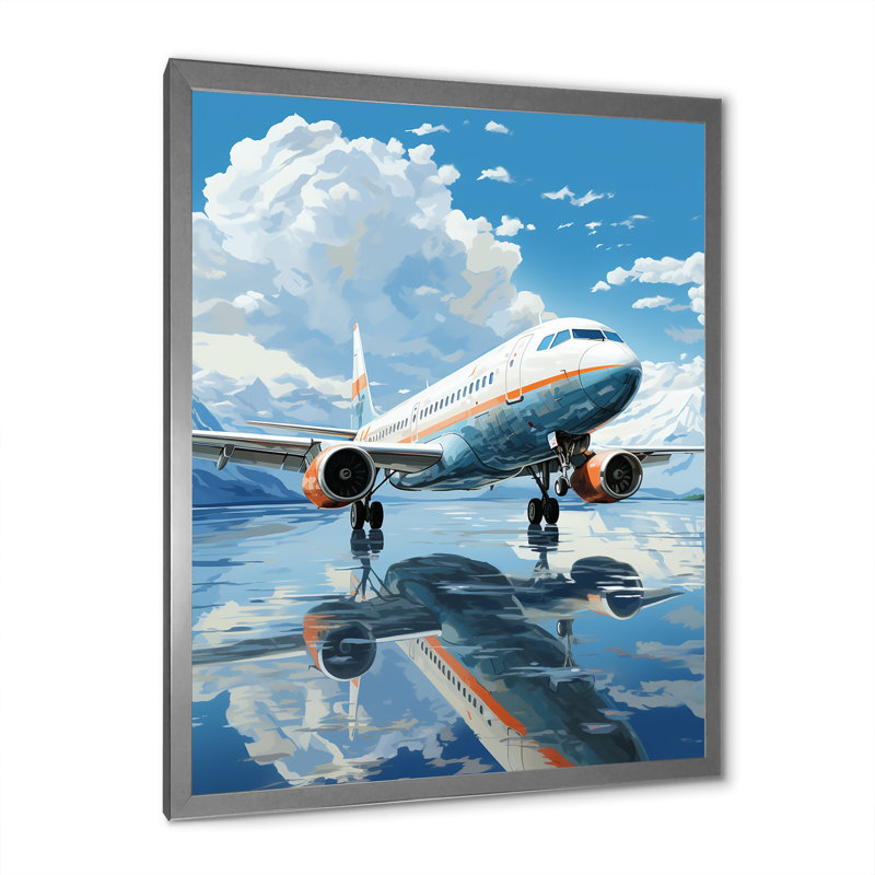 Airoplane Reflection On Mountain Lake - Plane Canvas Print, H 40 po x l 30 po x P 1,5 po, Cadre photo argenté