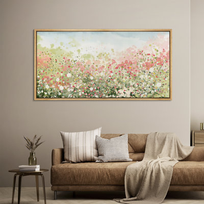 «Abstract Pink Green Botanical», reproduction sur toile encadrée surdimensionnée