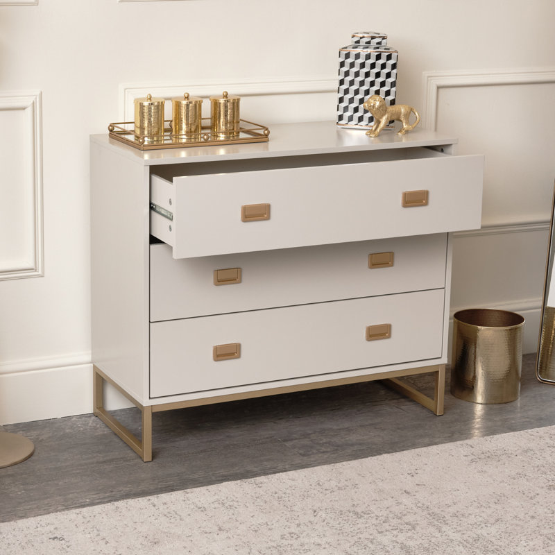 Airyona Iron 90.5cm W 3 - Drawer Chest of Drawers
