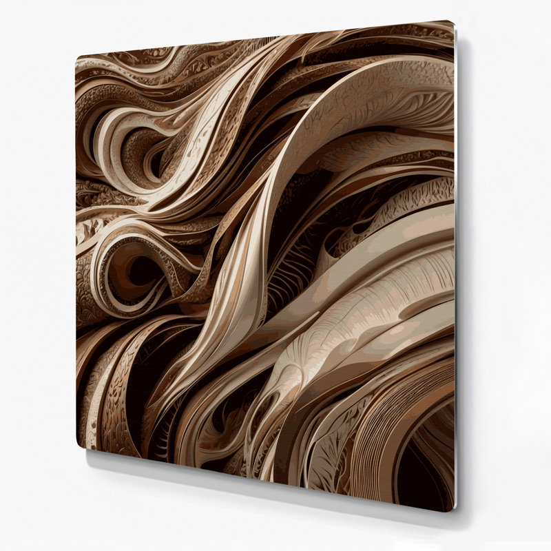 Biomorphic Abstraction 16, art mural en métal brun, H 12 po x l 12 po