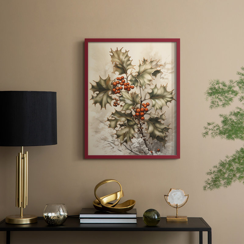 «Christmas Holiday Art DCCXIV», reproduction d'art encadrée - bois massif, Rouge, H 15 po x l 12 po