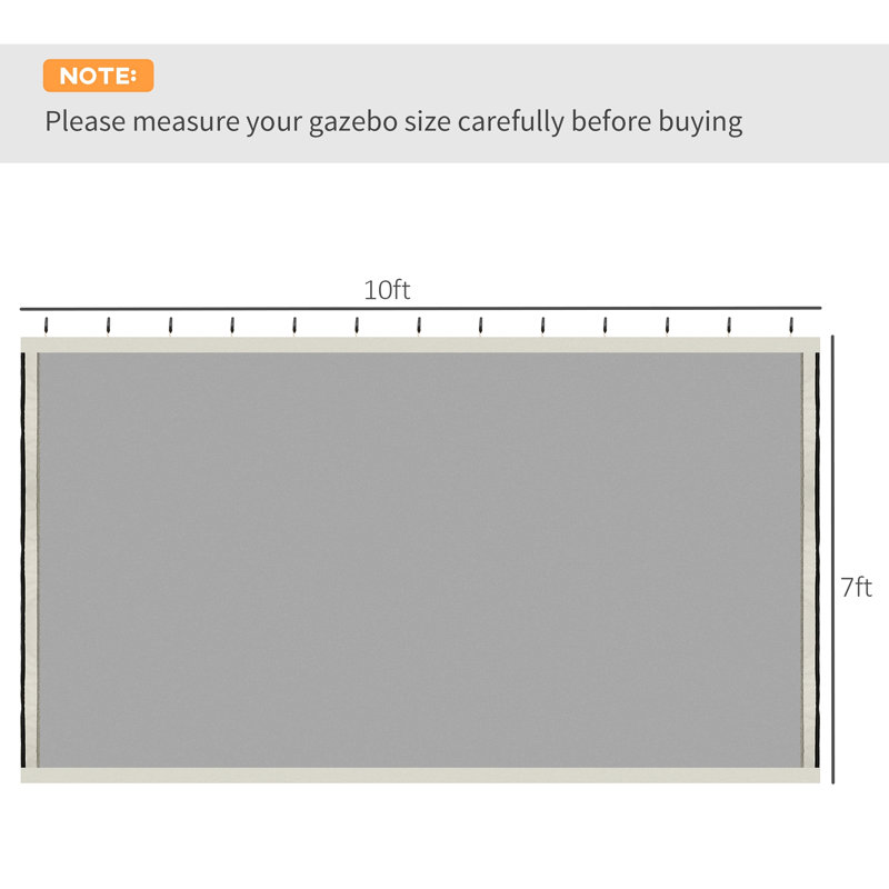 Outsunny Replacement Mesh Sidewall Netting For Patio Gazebos And Canopy Tents With Zippers (Sidewall Only)