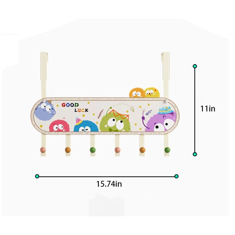 Iron Seamless Over-The-Door Hook Rack, 11"H x 15.74"W x 1.77"D