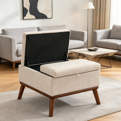 Table basse rembourrée avec repose-pieds et rangement caché