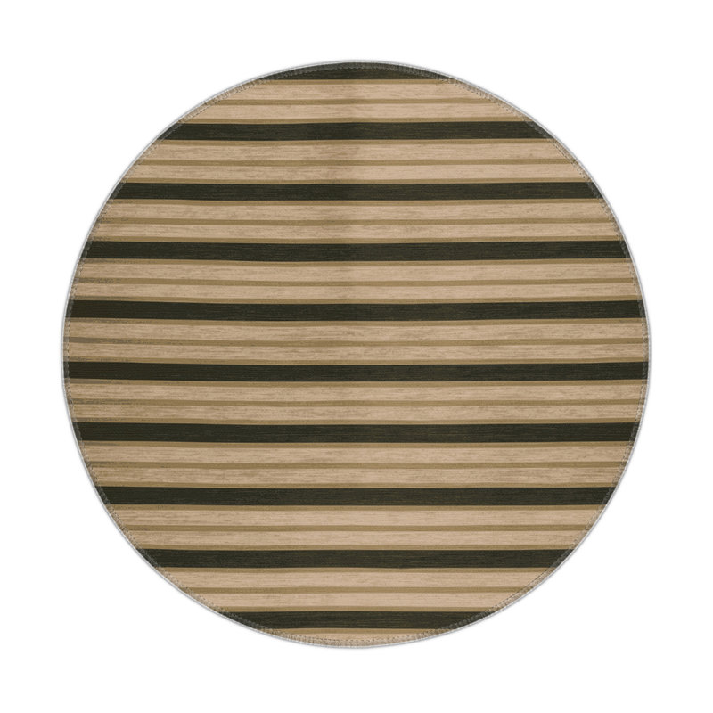 HorizontalStripes Brown Indoor and Outdoor Area Rug, Rectangle 5' x 7'