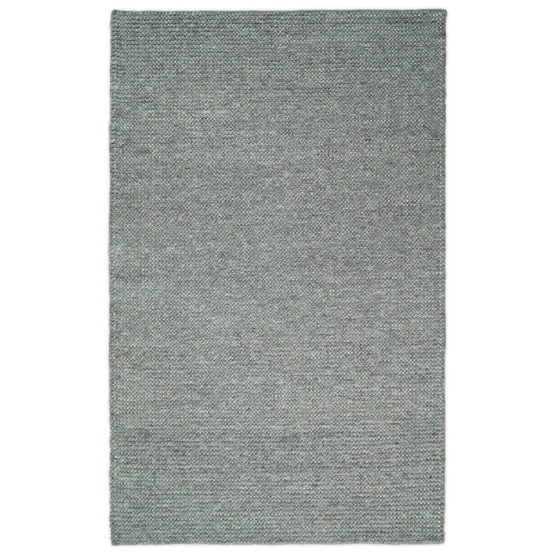 Tapis gris en laine noué à la main Musani, Rectangle 5 pi x 8 pi
