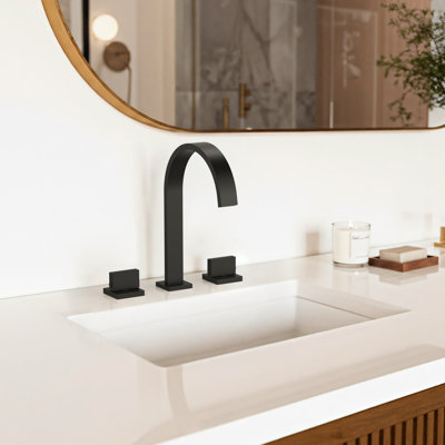 Widespread Bathroom Faucet 3 Hole, 2-handle Bathroom Sink Faucet with Drain Assembly