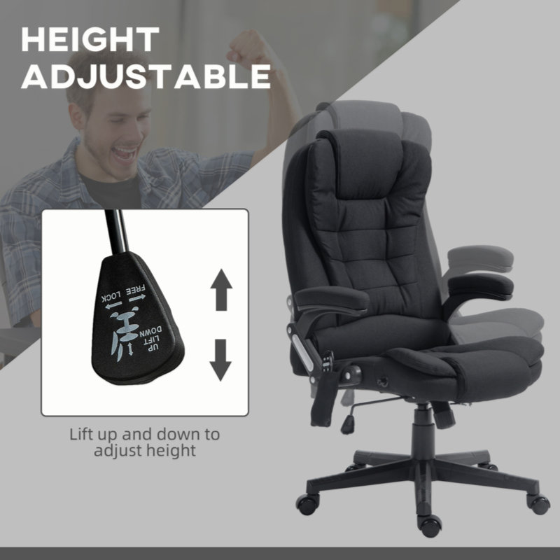 Fauteuil de massage vibrant 6 points avec chaleur lombaire, noir