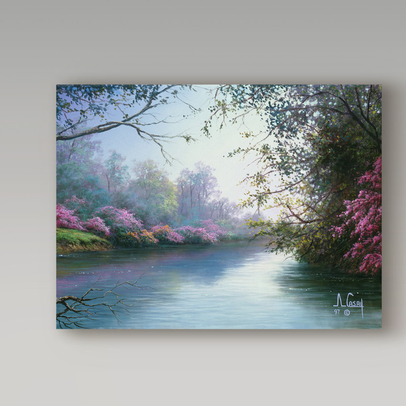 Fikes «Garden Scene 11», reproduction de peinture à l'huile sur toile tendue, H 14 po x l 19 po