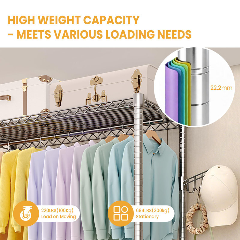 115cm Rolling Clothing Rack