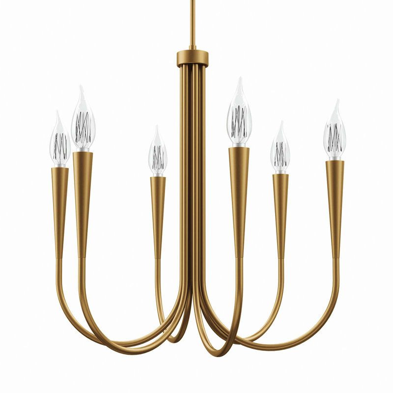 Modway Penrose 6-Light Chandelier, Satin Brass