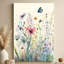 Papillons flottant au-dessus de fleurs sauvages éclatantes, impression sur toile Peinture moderne, galerie profonde de 1 po, 24 po x 36 po