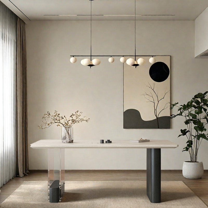 Table de salle à manger rectangulaire de style rétro, H 29,52 po x L 62,99 po x l 31,49 po