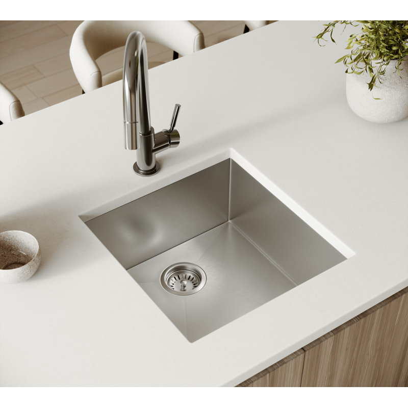 Cantrio KSS-1920-0 Évier de cuisine simple sous plan en acier inoxydable 304 calibre 18 de 19 po