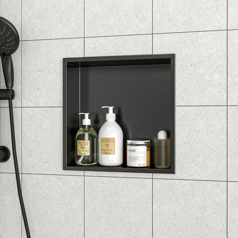 12" X 12" Stainless Steel Shower Niche, Gunmetal Black, 4" H x 12.06" W x 11.91" D, Gunmetal Black
