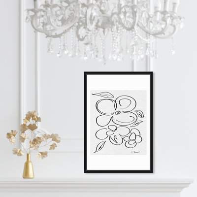 «Minimal Black and White Line Art Flower» par Floater, reproduction d'art sur toile