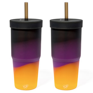 Silipint: Gobelets en silicone 32 oz pour paille: paquet de 2 - Sun Storm - incassable