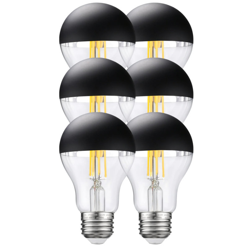 A19 Led Dimmable Light Bulb, 4.5w(40w Eqv.), Half Chrome Anti Glare Bulb, E26 Base, 3000 Kelvins