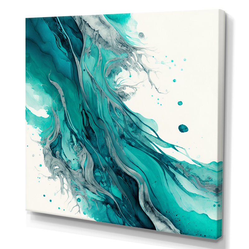Turquoise Waves In Paradise VII - reproduction d'art sur toile, L 16 po x H 16 po, Toile tendue