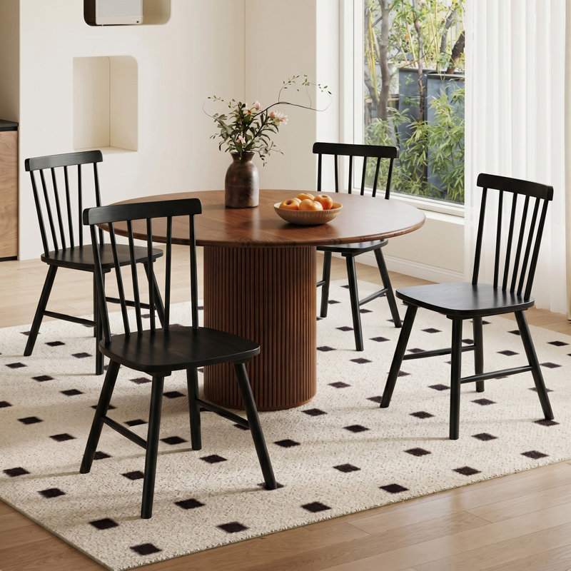 Gunther Mid-Century Solid Wood Windsor Dining Chair For Kitchen Or Dining Room