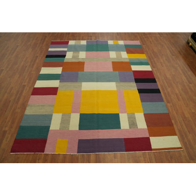 Tapis moderne kilim à teinture végétale 8 x 10