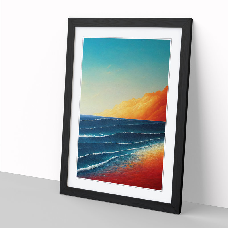 Seascape - Single Picture Frame Painting, 34cm H x 25cm W x 2cm D, Oak